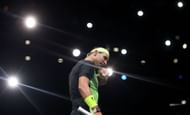 Rafael Nadal in action at the 2022 Paris Masters.